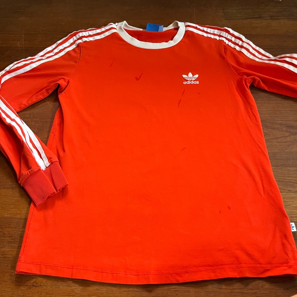 Adidas Red and White Crew Neck Shirt